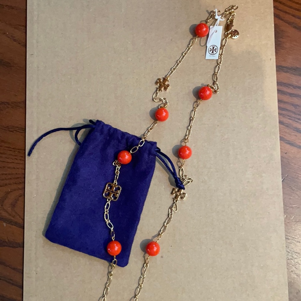 Tory Burch Orange Beaded Necklace